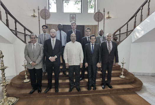 Moragoda interacts with commercial diplomats accredited to Sri Lanka from New Delhi